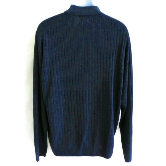 Vintage 80s Geoffrey Beene Sweater Mock NO itch Acrylic Mens Midnight Blue XL - Picture 3 of 6